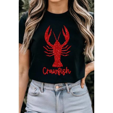 Black Shimmering Crawfish Graphic Tee
