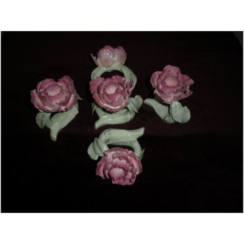 5 pc set Floral Ceramics Napkin Rings