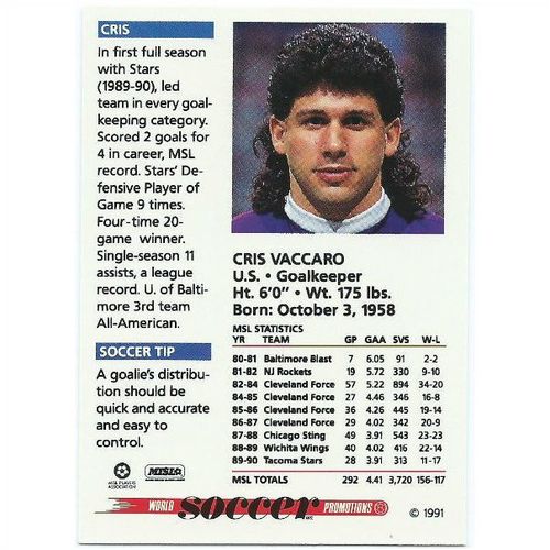 1991 Soccer Shots MSL - #087 - Cris Vaccaro