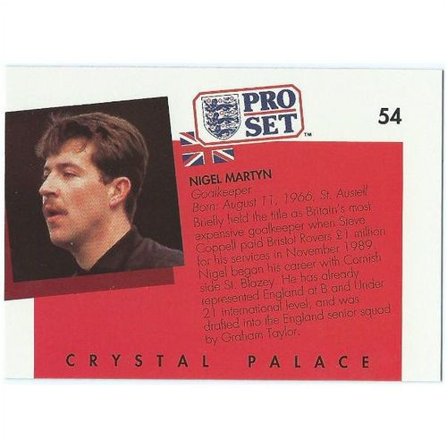 1990/1991 Pro Set Footbal - #54 - Nigel Martyn