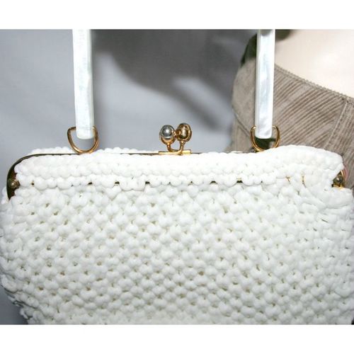 New Vintage 1960 Hand Made Creamy White Hand Bag