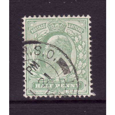 GREAT BRITAIN 1902 EDWARD VII 1/2d YELLOWISH GREEN SG 217 FINE USED#3