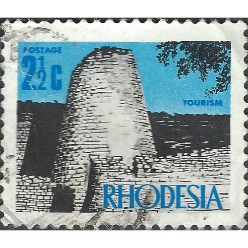 RHODESIA, Zimbabwe Ruins, blue 1970, 2½c, #4