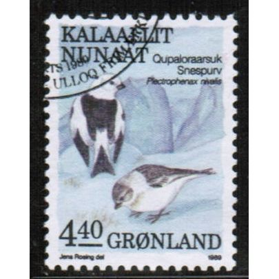 1987 Greenland Sc# 181 used - Birds (Snow Bunting) 4.40 kr