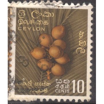 Ceylon stamps 1954 - SG435 - 10c orange brown & buff - King Coconuts - used