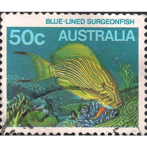 AUSTRALIA, FISH, Blue-lined surgeonfish, blue 1984, 50c, #8