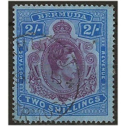 Bermuda 1940 SG116a 2/- Deep Reddish Purple & Ultramarine/Grey Blue Fine Used...