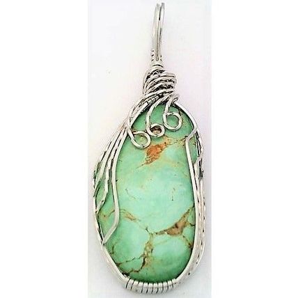 Turquoise Stainless Wire Wrap Gemstone Pendant 31