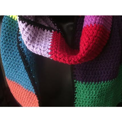 Handmade Multicoloured Crochet Scarf, Winter, Warm