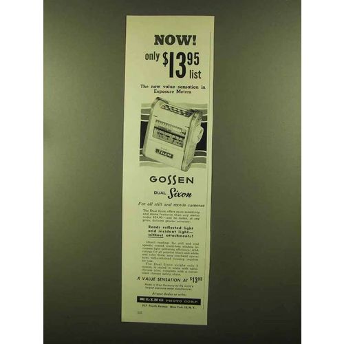 1956 Gossen Dual Sixon Meter Ad - Only $13.95 List