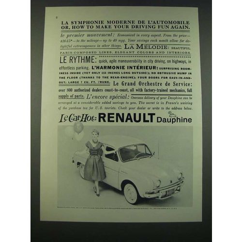 1960 Renault Dauphine Ad - La Symphonie Moderne de L'Automobile