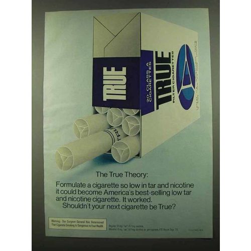 1974 True Cigarettes Ad - The Ture Theory