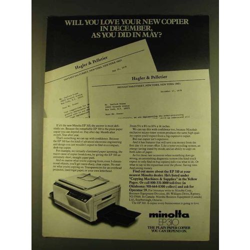 1980 Minolta EP 310 Copier Ad - Will Love in December