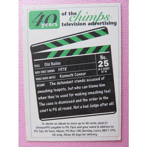 PG Tips 40 Years of The Chimps Giveaway Card No.25 Old Bailey