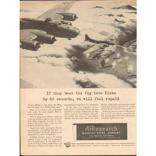 AIREARCH MFG COMPANY 1943 beat fog Kiska feel repaid vintage ad