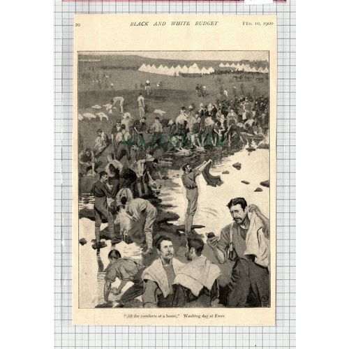 C7663) Frere Washing Day Boer War - 1900 Cutting