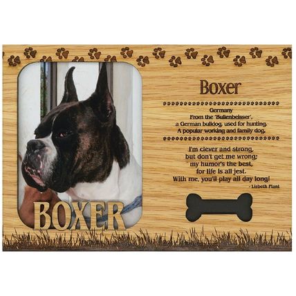 Boxer Cropped Engraved Wood Picture Frame Magnet