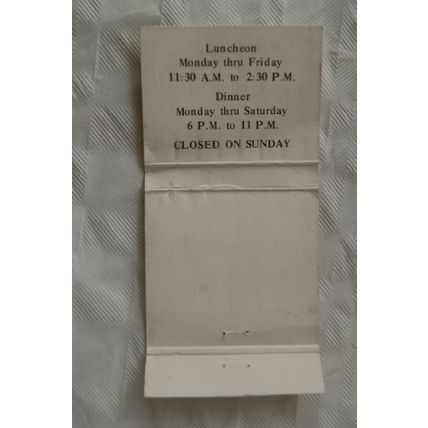 Matchbook Cover Doros Restaurant, North Rush, Chicago