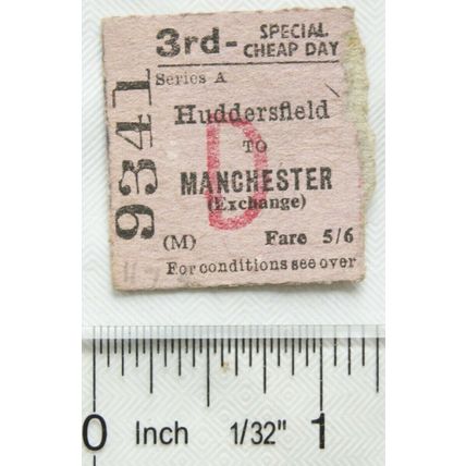 British Transport ticket 3rd special cheap day return Huddersfield to Manchester