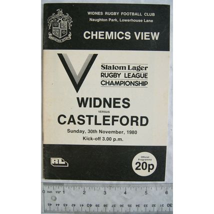 1980 programme Widnes v. Castleford