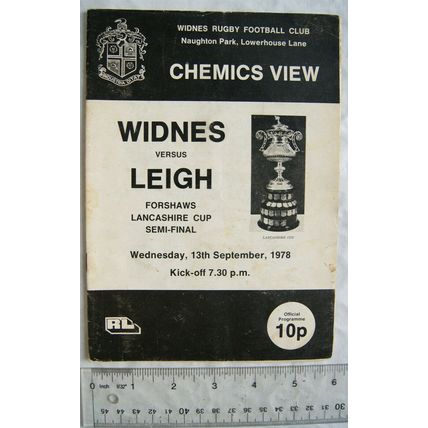 1978 programme Widnes v. Leigh, Forshaw's Lancashire Cup semi final