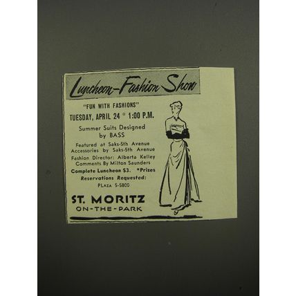 1951 St. Moritz On-the-Park Hotel Ad - Luncheon-Fashion Show