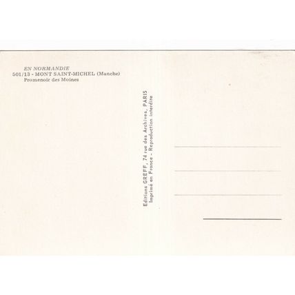 Mont Saint Michel Promenoir des Moines France postcard used VGC