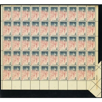 1158, MNH 4¢ UNIQUE Fold Over Error In Full Sheet of 50 - Stuart Katz