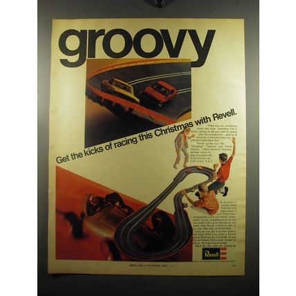 1967 Revell Home Race Set Ad - Groovy get the kicks of racing this Christmas