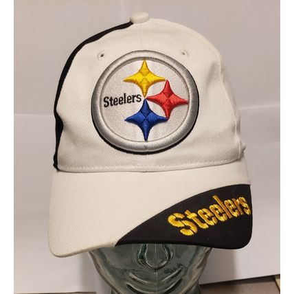 VINTAGE NFL STEELERS FOOTBALL TEAM BLK/WHT ADULT HAT CAP EMBROIDERED TWO TONED