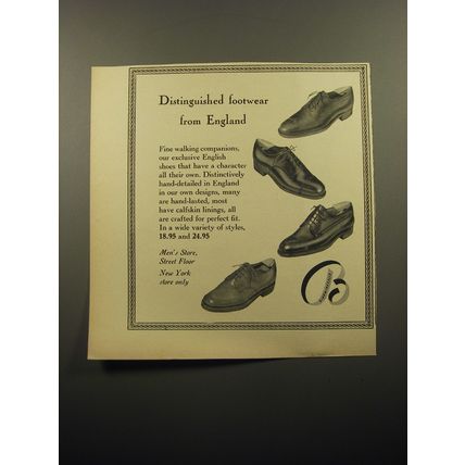 1957 Bloomingdale's Shoes Ad - Distinguished footwear from England