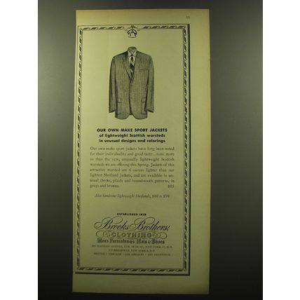1959 Brooks Brothers Clothing Ad - Our own make sport jackets