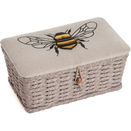 HobbyGift Small Sewing Box - Woven Basket - Linen Bee