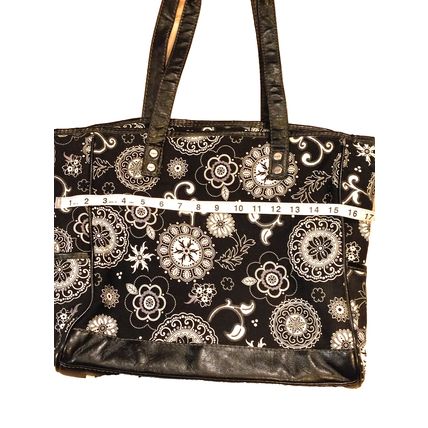 Thirty One Medallion Paisley Black White Floral XLarge Shoulder Bag Tote