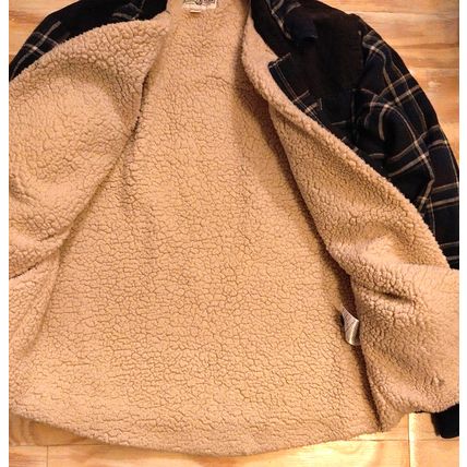 Field & Stream Flannel Shirt Mens Large Navy Brown Plaid Sherpa Lined Corduroy