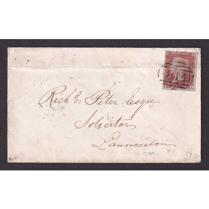 Great Britain QV 1855 1d Penny Red Stars 'JA' Cover from Truro to Launceston
