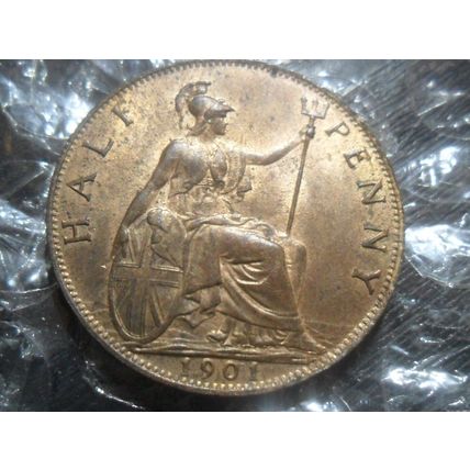 1901 Victoria Veiled Head half-penny.