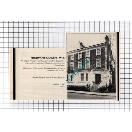 Phillimore Gardens London W8 House Sale Advert - 1980 Clipping