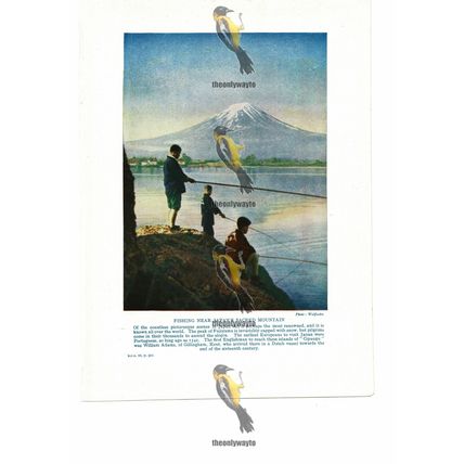Fishing Near Japan's Sacred Mountain, Book Illustration (Print), c1935