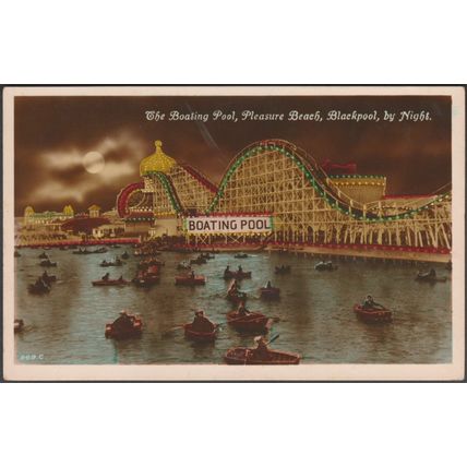The Boating Pool by Night, Pleasure Beach, Blackpool, c.1930 - Advance Series PC