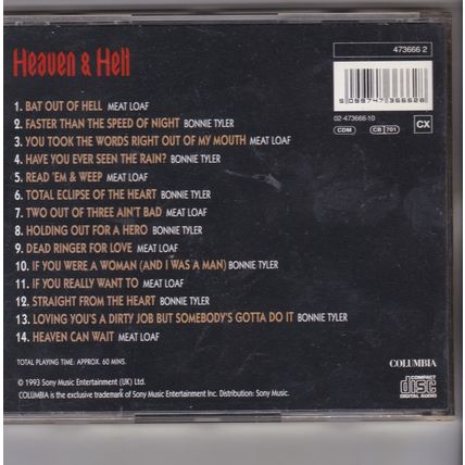 Meat Loaf & Bonnie Tyler : Heaven & Hell. (1993) CD Album
