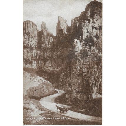 Cheddar Cliffs, Castle Rock, Somerset, England, UK - Vintage Sepiatone Postcard