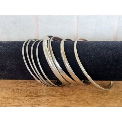 Silver Tone Bangles Set | Minimalist Collection | Vintage Stackable