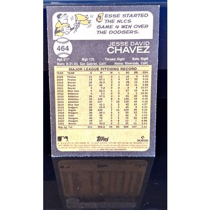 JESSE CHAVEZ 2022 TOPPS HERITAGE BASEBALL CARD #464