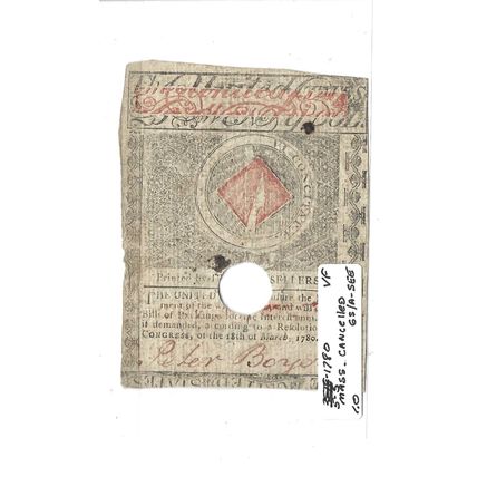 1780 Massachusetts $20.00 Colonial XF Cancelled