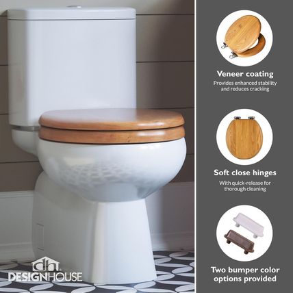 Design House 561241 Dalton Bath Accessories, round Toilet Seat, Honey Oak