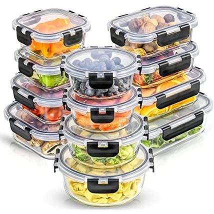 Joyjolt Joyful 24Pc(12 Airtight, Freezer Safe Food Storage Containers and 12 Lid