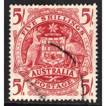 AUSTRALIA 1949/50: COAT OF ARMS - 5/- USED (G1)