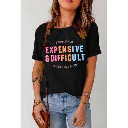 Black EXPENSIVE&DIFFICULT Graphic Tee