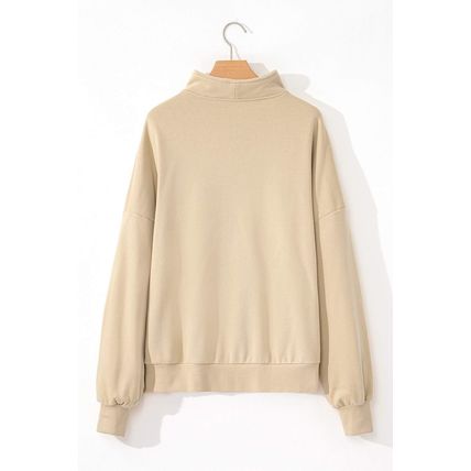 Smoke Gray Zip-up Stand Neck Kangaroo Pocket Sweatshirt